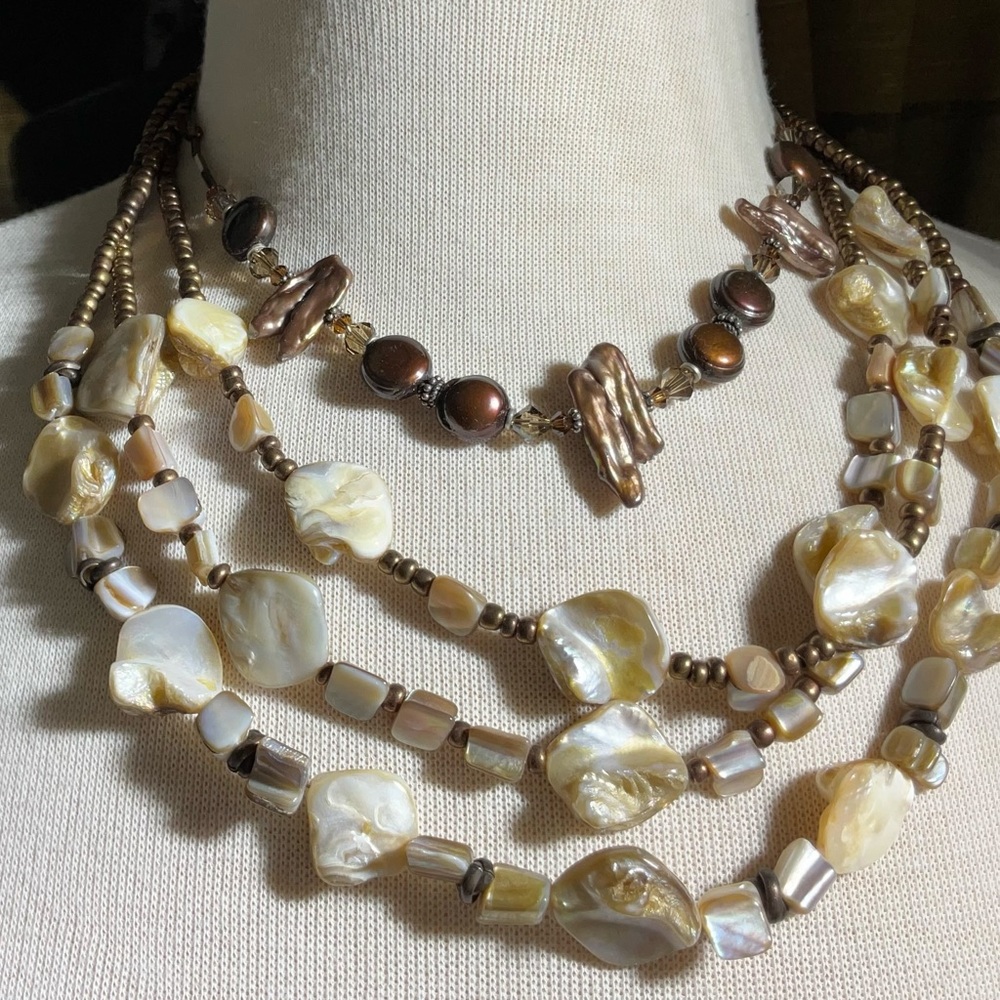 Two Shell Necklaces Multi-Strand Shell And Single… - image 6